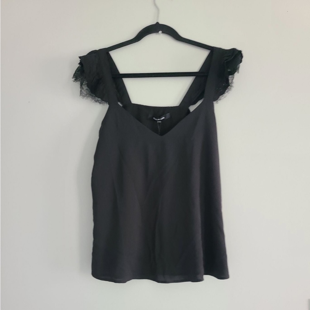 Vici Black LACE Ruffle Sleeveless Top NWT